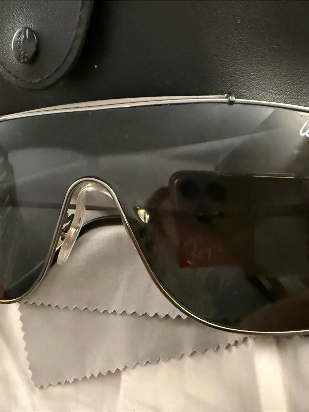 Ray-Ban Wings II Black Shield Sunglasses with Silver Accents